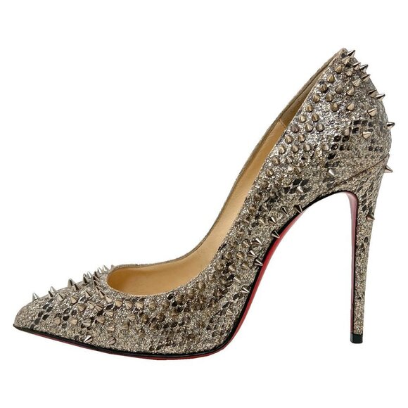 Christian Louboutin Shoes - Christian Louboutin Glitter Eve Escarpic 100 Spike Studded Pointed Pumps Heels